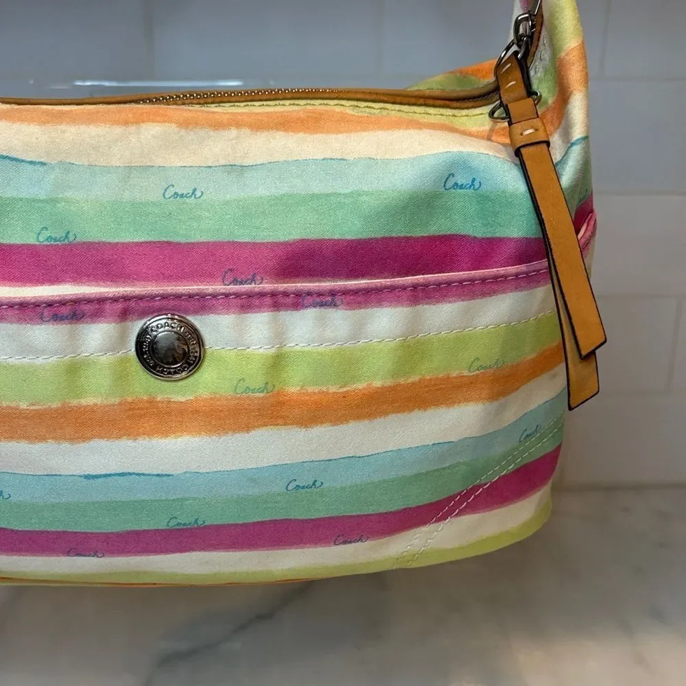 Coach Bag Purse Handbag Y2K Hampton Pastels Watercolor Stripe Hobo Shoulder Bag